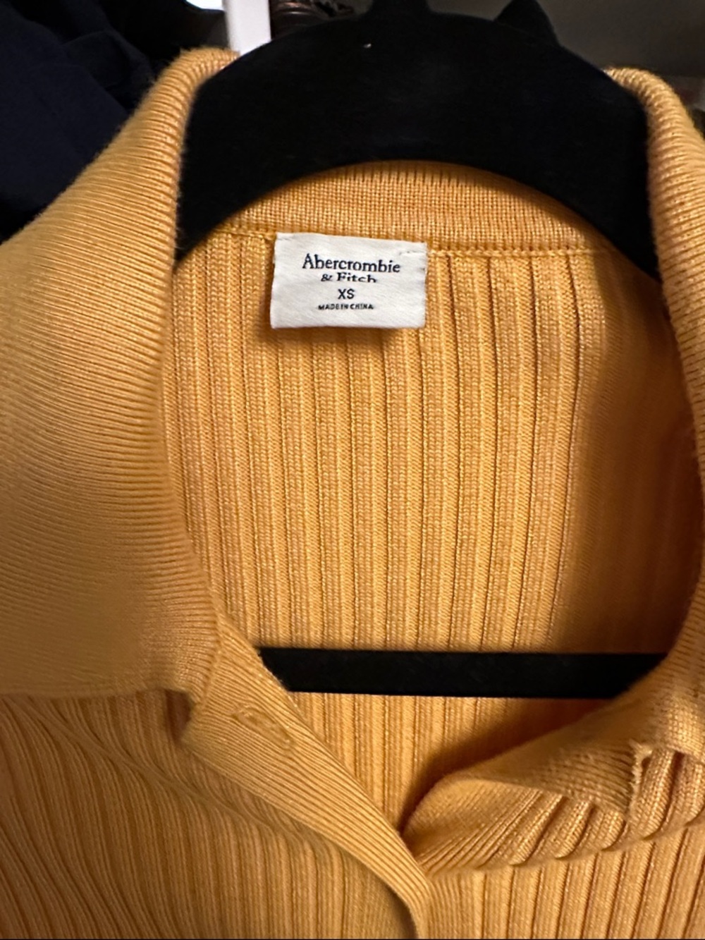 Abercrombie & Fitch Ribbed Button-Up Cardigan - Mustard - Picture 2 of 5